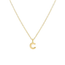 Load image into Gallery viewer, 18k yellow gold rolo thin 16" necklace with small 5mm letter initial C