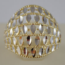 Load image into Gallery viewer, SOLID 18K WHITE & YELLOW GOLD BAND RING LUMINOUS FINELY WORKED MADE IN ITALY