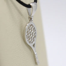 Cargar imagen en el visor de la galería, COLGANTE DE RAQUETA DE TENIS DE ORO BLANCO DE 18 QUILATES, CHARM, 20 mm, 0,8 pulgadas, HECHO EN ITALIA