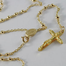 Load image into Gallery viewer, 18K YELLOW GOLD ROSARY NECKLACE MIRACULOUS MARY MEDAL & JESUS CROSS ITALY MADE