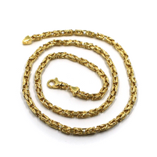 Load image into Gallery viewer, 18k yellow gold squared tubular 4.1mm byzantine chain necklace, 50cm 20" hollow