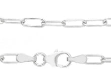 Load image into Gallery viewer, solid 18k white gold chain rounded tube oval paper clip 2.5x7mm link 24" 60cm