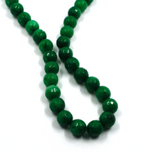 Load image into Gallery viewer, 18k yellow gold necklace 16" with 8mm green natural jade beads spheres balls