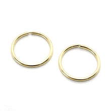 Load image into Gallery viewer, 18K YELLOW GOLD ROUND CIRCLE HOOP EARRINGS DIAMETER 10 MM x 1 MM, MADE IN ITALY