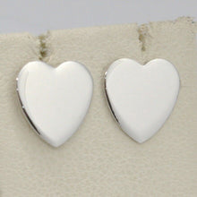 Load image into Gallery viewer, SOLID 18K WHITE GOLD EARRINGS FLAT HEART, SHINY, SMOOTH, 10 MM, MADE IN ITALY