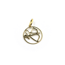 Load image into Gallery viewer, 18k yellow gold zodiac sign round small 15mm flat pendant, zodiacal, sagittarius