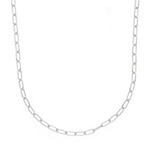 Load image into Gallery viewer, solid 18k white gold chain rounded tube oval paper clip 2x5mm link 16" 40cm