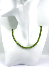 Load image into Gallery viewer, 18k yellow gold necklace 16" with 5mm green natural peridot faceted ovals