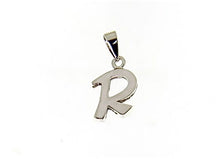 Charger l'image dans la galerie, PENDENTIF LUSTRÉ EN OR BLANC 18 CARATS AVEC INITIALE R LETTRE R FABRIQUÉ EN ITALIE 0,71 POUCE
