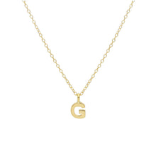 Load image into Gallery viewer, 18k yellow gold rolo thin 16" necklace with small 5mm letter initial G