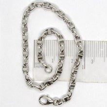 Cargar imagen en el visor de la galería, PULSERA MARINERA OVALADA DE ORO BLANCO DE 18 QUILATES DE 3,5 MM Y 21 CM DE 8,30 PULGADAS, HECHA EN ITALIA