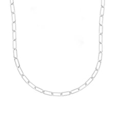 Load image into Gallery viewer, solid 18k white gold chain rounded tube oval paper clip 2.5x7mm link 24" 60cm