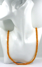Load image into Gallery viewer, 18k yellow gold necklace 24", orange jade round faceted 6mm beads spheres balls
