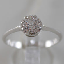 Load image into Gallery viewer, SOLID 18K WHITE SOLITAIRE ROSE FLOWER GOLD RING LUMINOUS BRIGHT, MADE IN ITALY