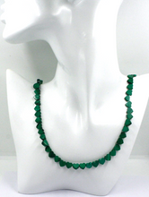 Load image into Gallery viewer, 18k yellow gold necklace 16" with 7mm green natural malachite flat hearts