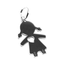 Charger l'image dans la galerie, PENDENTIF LUSTRÉ EN OR BLANC 18 CARATS AVEC BÉBÉ FILLE AVEC COEUR PERFORÉ FABRIQUÉ EN ITALIE