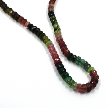 Load image into Gallery viewer, 18k yellow gold necklace 16", 5mm multicolor natural tourmaline faceted ovals