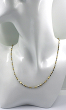 Load image into Gallery viewer, 18k yellow white gold chain oval triangular 2.2x7mm rounded tubes links 45cm 18"