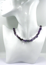 Load image into Gallery viewer, 18k yellow gold necklace 15" with 8mm natural purple amethyst nuggets