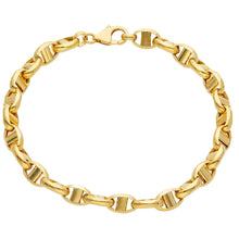 Cargar imagen en el visor de la galería, Pulsera náutica grande de oro amarillo de 18 quilates con ancla ovalada de 6,7 mm y 8,3"