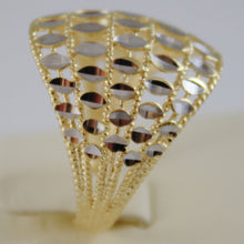 Load image into Gallery viewer, SOLID 18K WHITE & YELLOW GOLD BAND RING LUMINOUS FINELY WORKED MADE IN ITALY