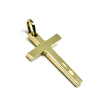 Load image into Gallery viewer, SOLID 18K YELLOW GOLD SMALL CROSS 18mm, SQUARED, SMOOTH, 2mm THICK MADE IN ITALY