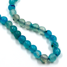 Charger l'image dans la galerie, Collier en or jaune 18 carats de 61 cm, perles rondes à facettes de 6 mm en jade bleu, boules sphériques