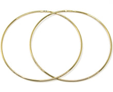 Load image into Gallery viewer, 18K YELLOW GOLD ROUND CIRCLE HOOP EARRINGS DIAMETER 60 MM x 1 MM, MADE IN ITALY
