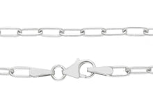 Load image into Gallery viewer, solid 18k white gold chain rounded tube oval paper clip 2x5mm link 20" 50cm