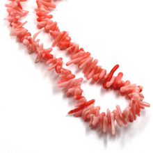 Load image into Gallery viewer, 18k yellow gold necklace 24" with tube pink bamboo coral length 5-15mm