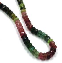 Cargar imagen en el visor de la galería, Pulsera de oro amarillo de 18k de 7,9", turmalina natural multicolor facetada con óvalos de 5 mm