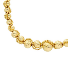 Load image into Gallery viewer, 18k yellow gold necklace 18" diamond cut 3-8mm spheres with double balls frame