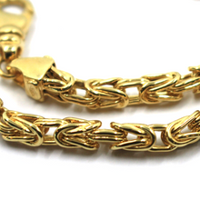 Load image into Gallery viewer, 18k yellow gold squared tubular 4.1mm byzantine chain necklace, 60cm 24" hollow