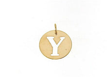 Load image into Gallery viewer, 18K YELLOW GOLD LUSTER ROUND MEDAL WITH LETTER Y DIAMETER 0.5 IN