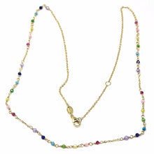 Load image into Gallery viewer, 18K YELLOW GOLD NECKLACE, MULTI COLOR FACETED CUBIC ZIRCONIA, ROLO, 18"