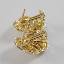 Cargar imagen en el visor de la galería, PENDIENTES OVALADOS DE FLOR DE ORO BLANCO AMARILLO DE 18 QUILATES FINAMENTE TRABAJADOS, TRENZADOS, HECHOS EN ITALIA
