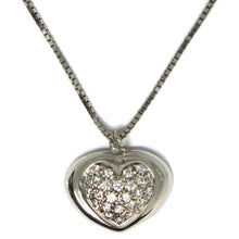 Charger l'image dans la galerie, Collier en or blanc 18 carats avec cœur arrondi en diamants, style vénitien