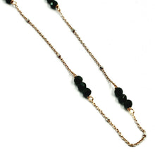 Load image into Gallery viewer, 18K ROSE WHITE GOLD ANKLET 9.8" 25cm WITH FACETED BLACK SPINEL DIAMETER 3mm
