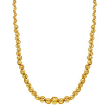 Load image into Gallery viewer, 18k yellow gold necklace 18" diamond cut 3-8mm spheres with double balls frame