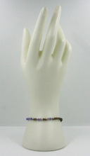 Cargar imagen en el visor de la galería, Pulsera de oro blanco rosa de 18 quilates de 18,1 cm con tanzanita azul de 3,5 mm y cuarzo ahumado.