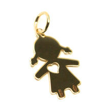 Load image into Gallery viewer, 18K YELLOW GOLD LUSTER PENDANT WITH GIRL BABY WITH HEART PERFORAT MADE IN ITALY