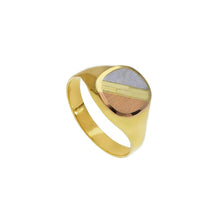 Load image into Gallery viewer, 18k yellow white rose gold band signet man chevalier ring 10mm central oval