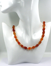 Load image into Gallery viewer, 18k yellow gold necklace 18" with 14mm natural orange carnelian faceted drops
