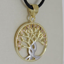 Load image into Gallery viewer, 18K YELLOW WHITE ROSE GOLD TREE OF LIFE PENDANT 17 MM .67 INCHES