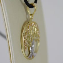 Load image into Gallery viewer, 18K YELLOW WHITE ROSE GOLD TREE OF LIFE PENDANT 17 MM .67 INCHES