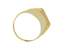 Load image into Gallery viewer, 18k yellow white rose gold band signet man chevalier ring 13mm central square