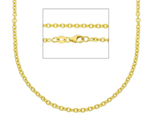 Load image into Gallery viewer, Solid 18k yellow gold rolo circles thin 2mm chain, 20 inches, lobster clasp
