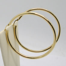 Load image into Gallery viewer, 18K YELLOW GOLD ROUND CIRCLE EARRINGS DIAMETER 60 MM, WIDTH 3 MM, MADE IN ITALY