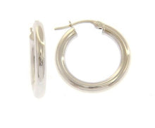 Load image into Gallery viewer, 18K WHITE GOLD ROUND CIRCLE EARRINGS DIAMETER 15 MM, WIDTH 3 MM, MADE IN ITALY