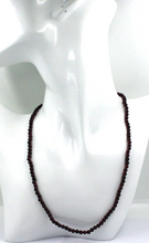 Load image into Gallery viewer, 18k yellow gold necklace 24" with round red garnet 4mm round beads spheres balls